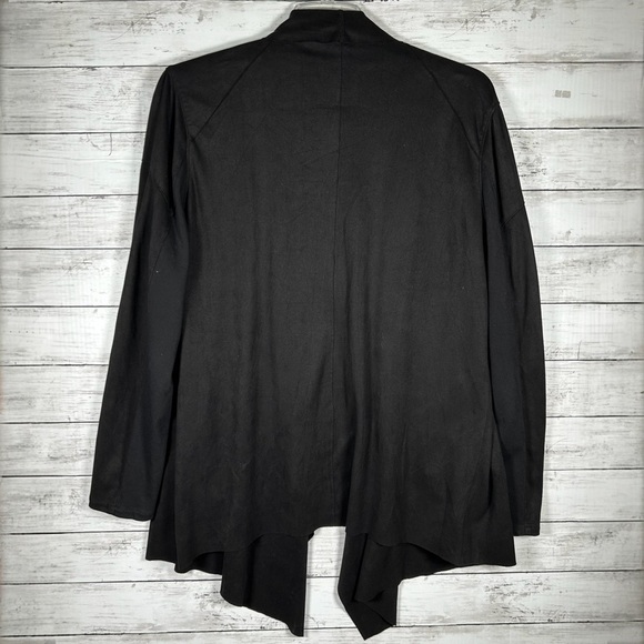 BLANK NYC Faux Suede Drape Flowy Moto Black Cardigan Jacket Long Sleeve XXL 2X - Picture 3 of 8